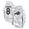 B.Bills #8 Terrel Bernard Player Arctic Camo Salute to Service Hoodies Mdoa Stitched Jerseys