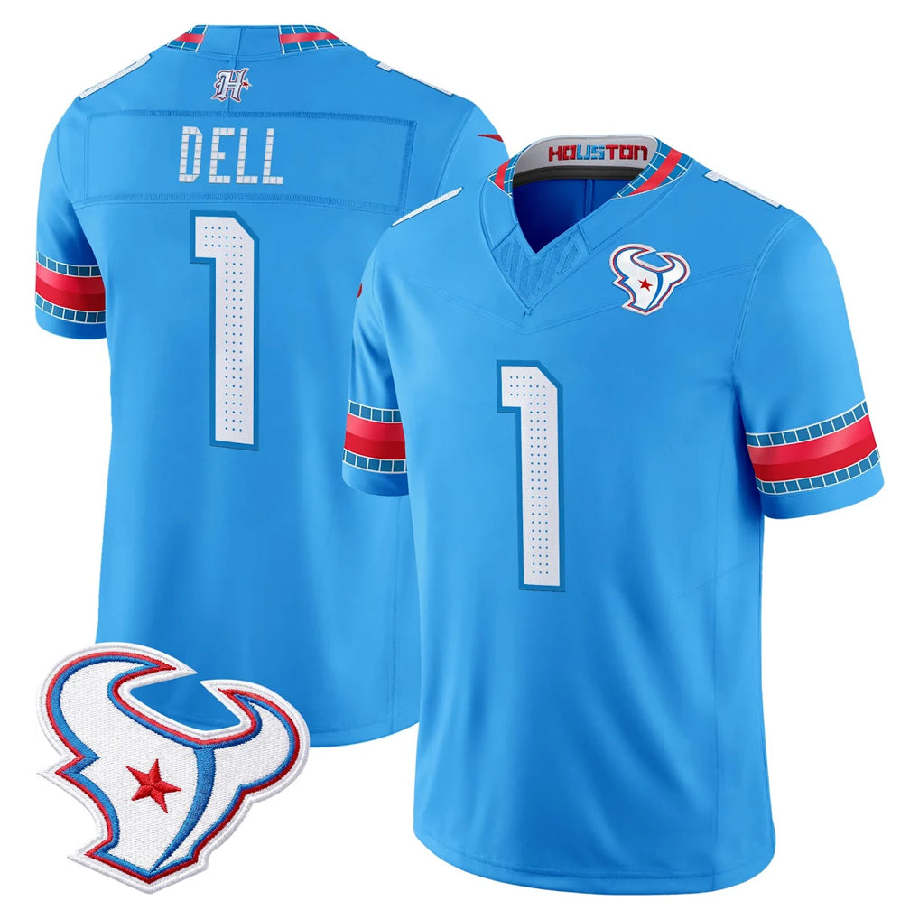 H.Texans #1 Tank Dell Player Blue 2026 Rivalries Vapor Limited Home Game Mdoa Stitched jerseys
