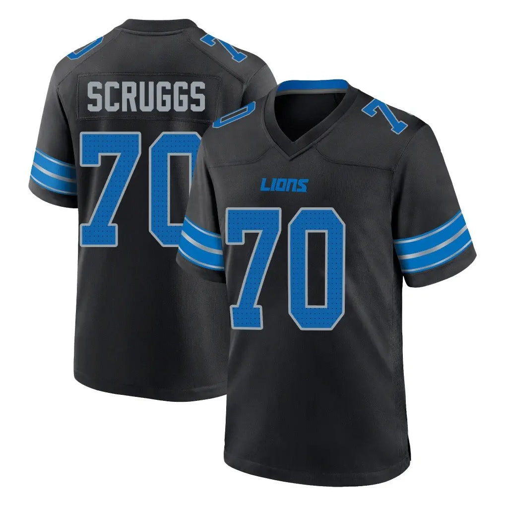 D.Lions #70 Juice Scruggs Player Black Alternate Home Game Mdoa Stitched Jerseys