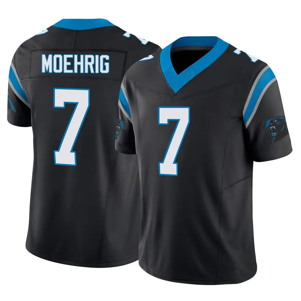 C.Panthers #7 Tre'von Moehrig Player Black Vapor F.U.S.E. Limited Home Game Mdoa Stitched Jerseys