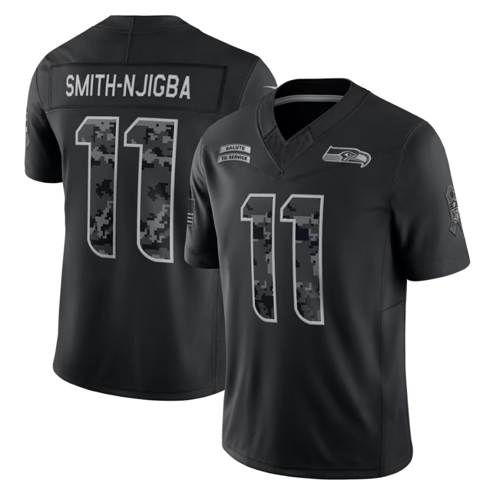 S.Seahawks #11 Jaxon Smith-Njigba Player Black Limited 2026 Salute to Service Home Game Mdoa Stitched Jerseys