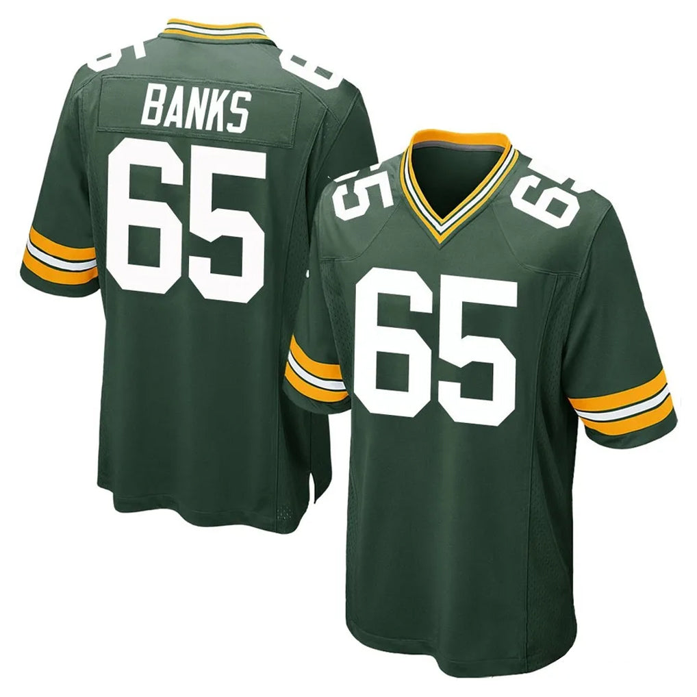 GB.Packers #65 Aaron Banks Player Green Home Game Mdoa Stitched Jerseys