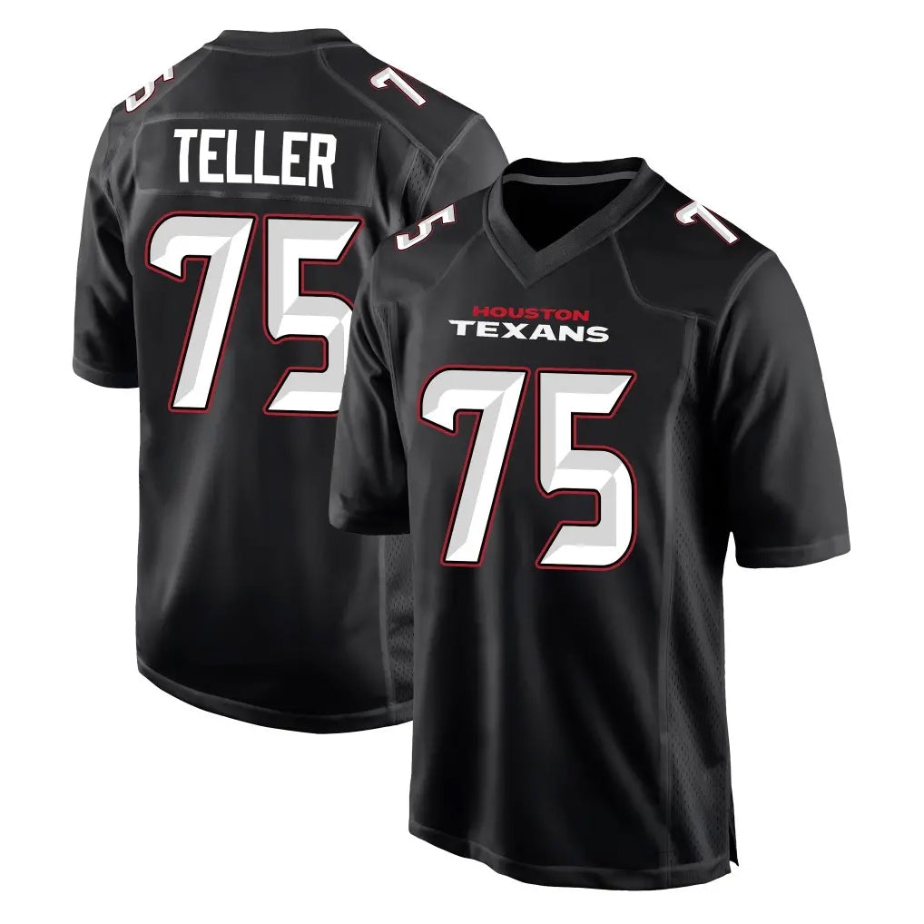 H.Texans #75 Wyatt Teller Player Carbon Black Fashion Home Game Mdoa Stitched Jerseys