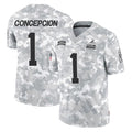 C.Browns #1 KC Concepcion Player Arctic Camo Salute to Service Limited Home Game Mdoa Stitched Jerseys