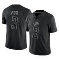 D.Lions #3 Jack Fox Player Black Reflective Limited Home Game Mdoa Stitched Jerseys