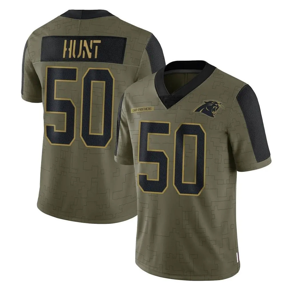 C.Panthers #50 Robert Hunt Player Olive Salute to Service Limited Game Mdoa Stitched Jerseys
