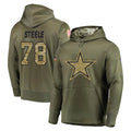 D.Cowboys #78 Terence Steele Player Olive Salute to Service Pullover Hoodies Home Game Mdoa Stitched Jerseys