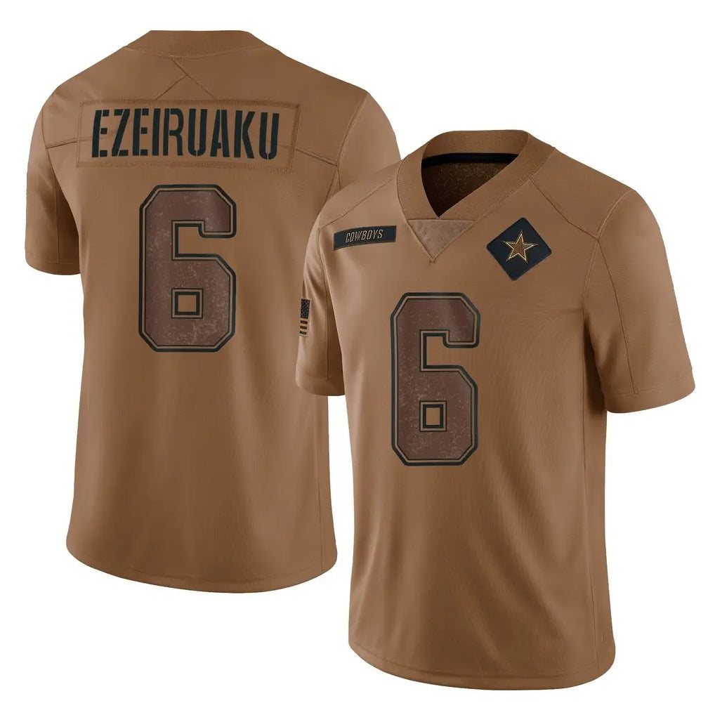 D.Cowboys #6 Donovan Ezeiruaku Player Brown Salute to Service Limited Home Game Mdoa Stitched Jerseys