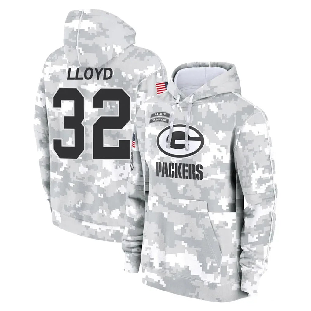 GB.Packers #32 MarShawn Lloyd Player Arctic Camo Salute to Service Hoodies Limited Game Mdoa Stitched Jerseys