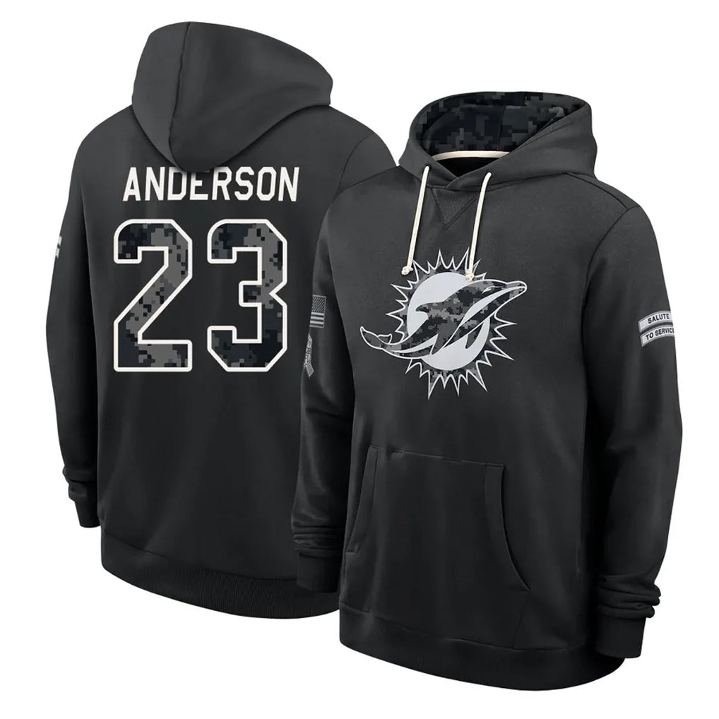 M.Dolphins #23 Zayne Anderson Player 2026 Black Logo Pullover Hoodies Limited Game Mdoa Stitched Jerseys