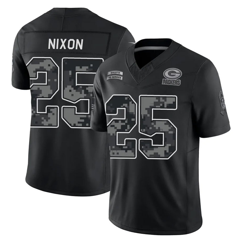 GB.Packers #25 Keisean Nixon Player Black Limited 2026 Salute to Service Home Game Mdoa Stitched Jerseys