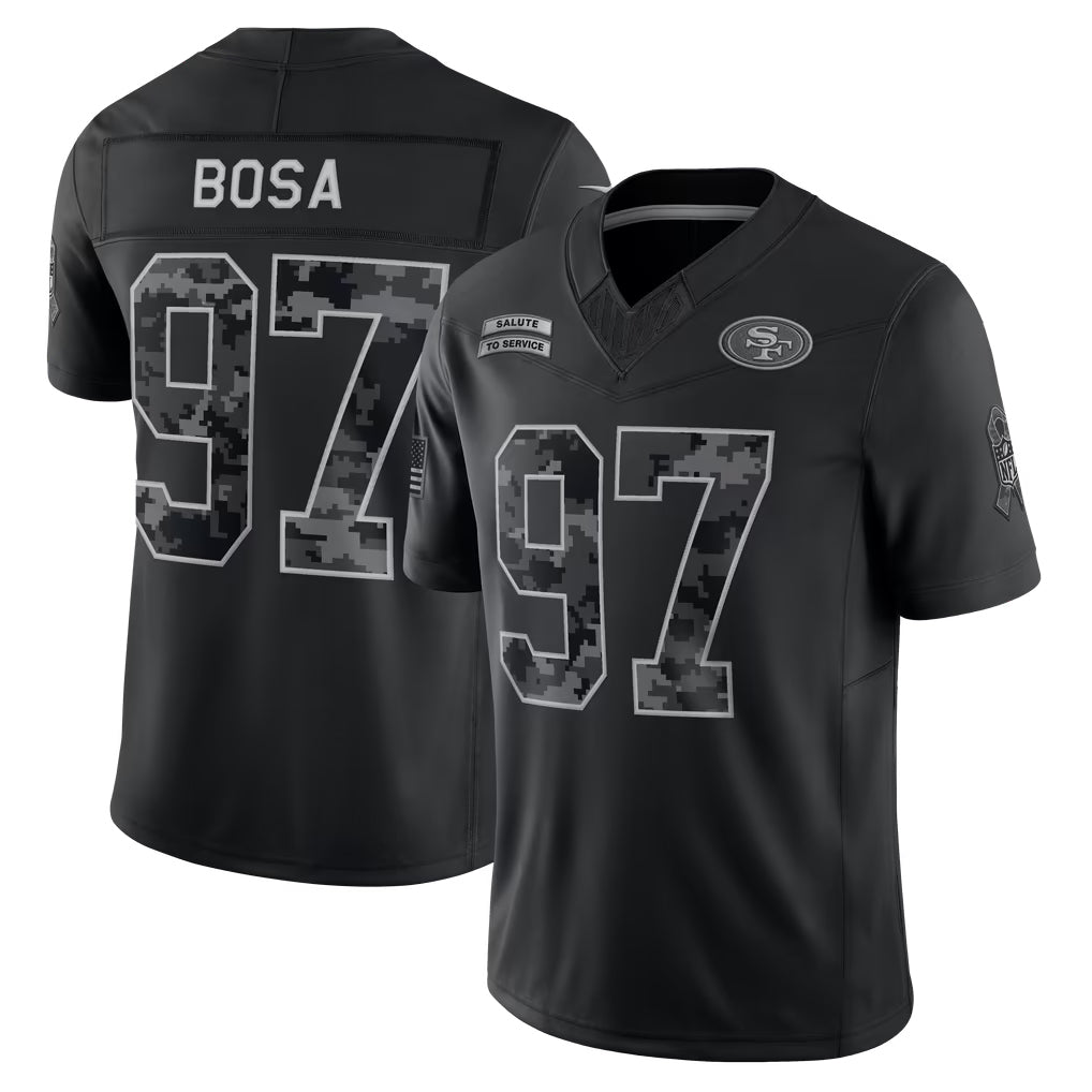 SF.49ers #97 Nick Bosa Player Black Limited 2026 Salute to Service Home Game Mdoa Stitched Jerseys