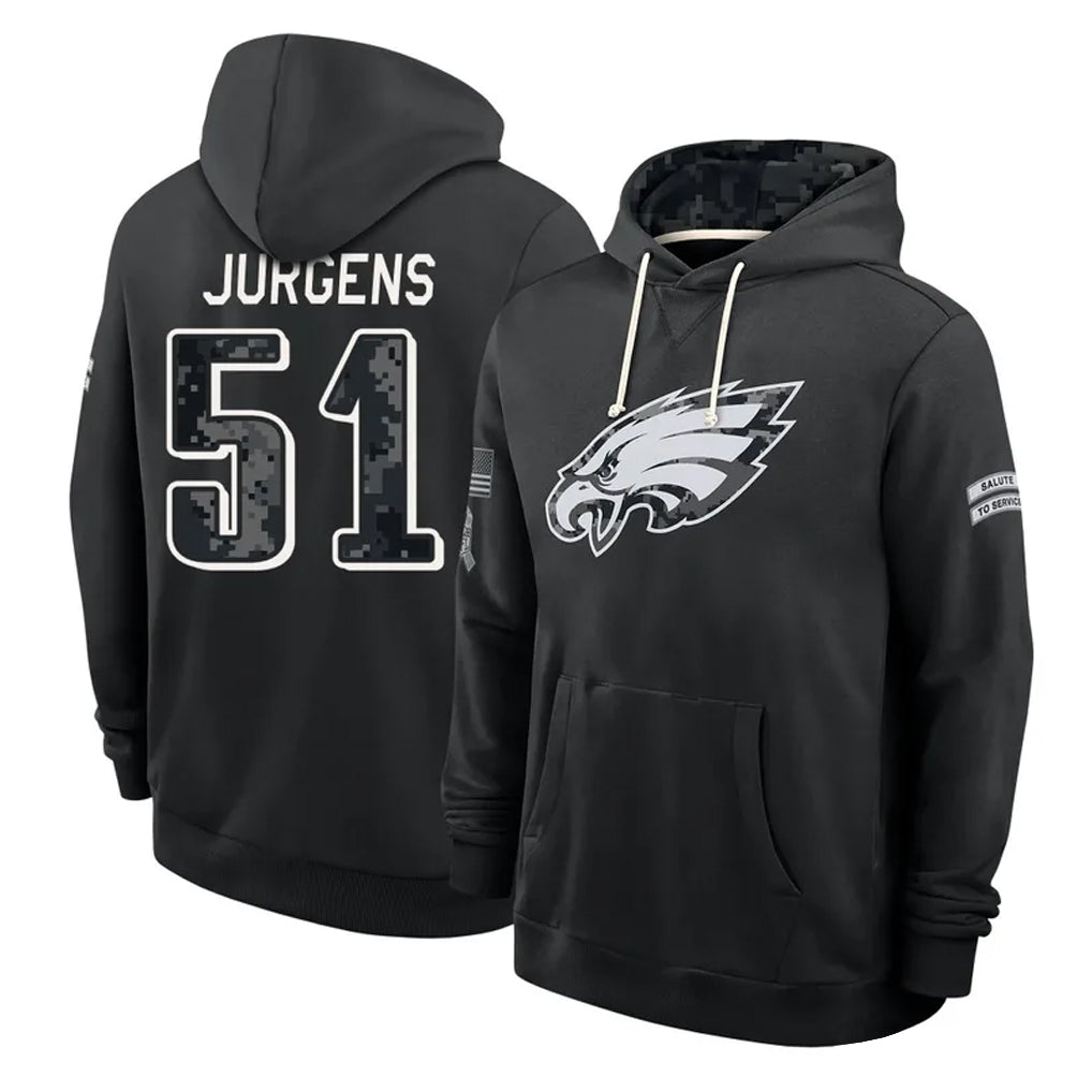 P.Eagles #51 Cam Jurgens Player 2026 Black Logo Pullover Hoodies Limited Game Mdoa Stitched Jerseys