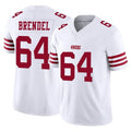 SF.49ers #64 Jake Brendel Player White Limited Vapor F.U.S.E. Home Game Mdoa Stitched Jerseys