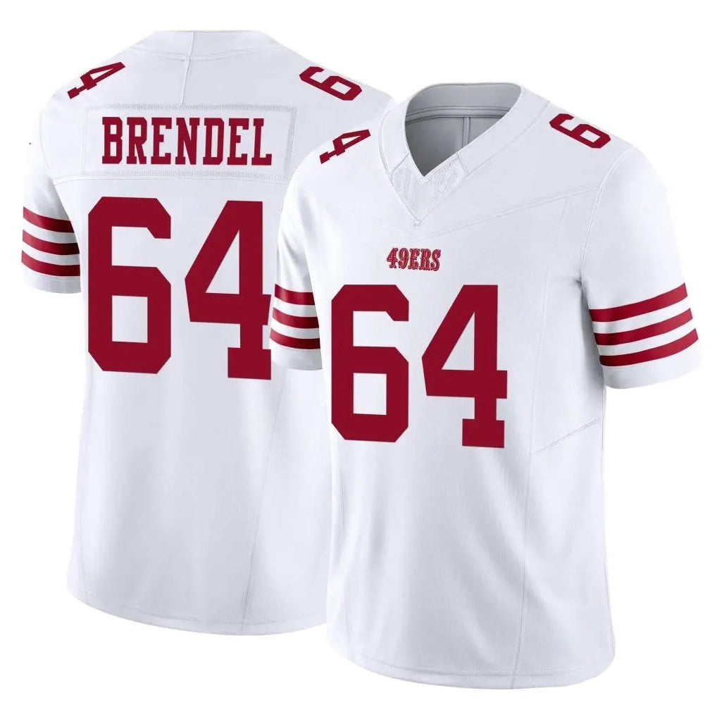 SF.49ers #64 Jake Brendel Player White Limited Vapor F.U.S.E. Home Game Mdoa Stitched Jerseys