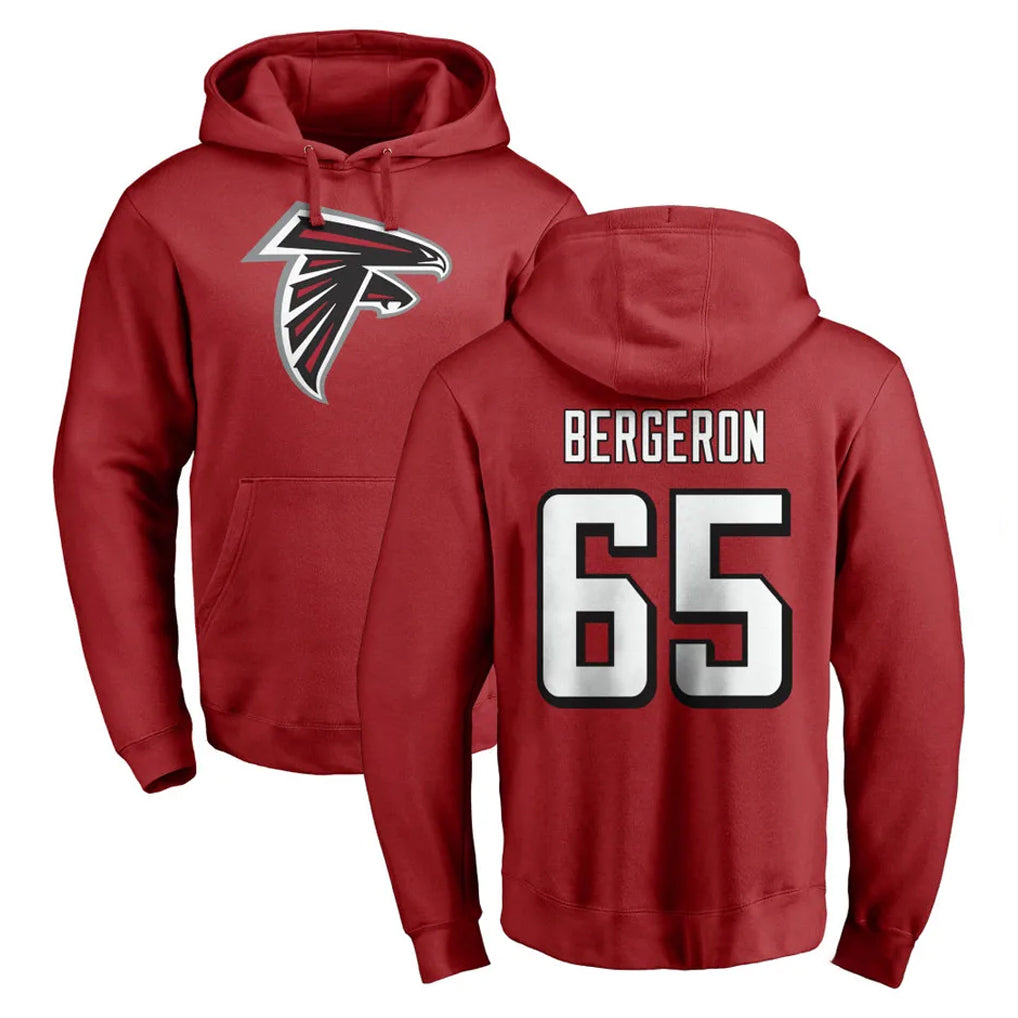 A.Falcons #65 Matthew Bergeron Player Red Pullover Hoodies Home Game Mdoa Stitched Jerseys