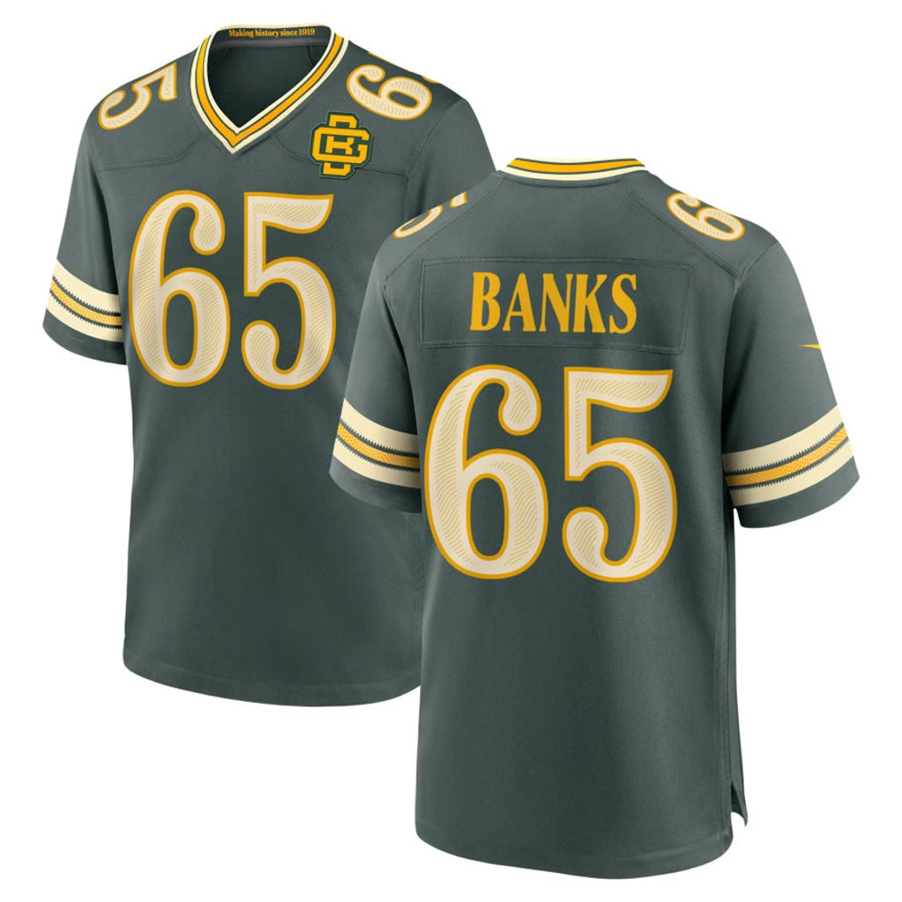 GB.Packers #65 Aaron Banks Player Green 2026 Rivalries Collection Home Game Mdoa Stitched Jerseys