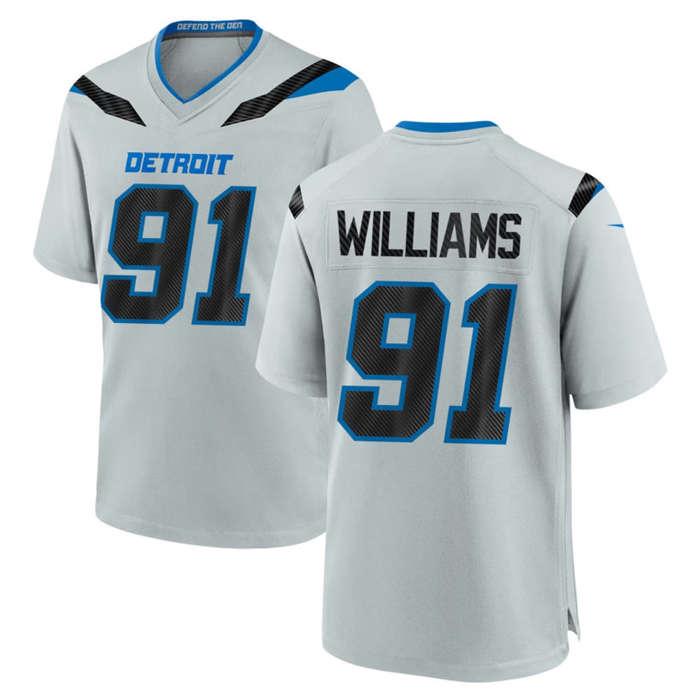 D.Lions #91 Tyleik Williams Player Silver 2026 Rivalries Collection Home Game Mdoa Stitched Jerseys