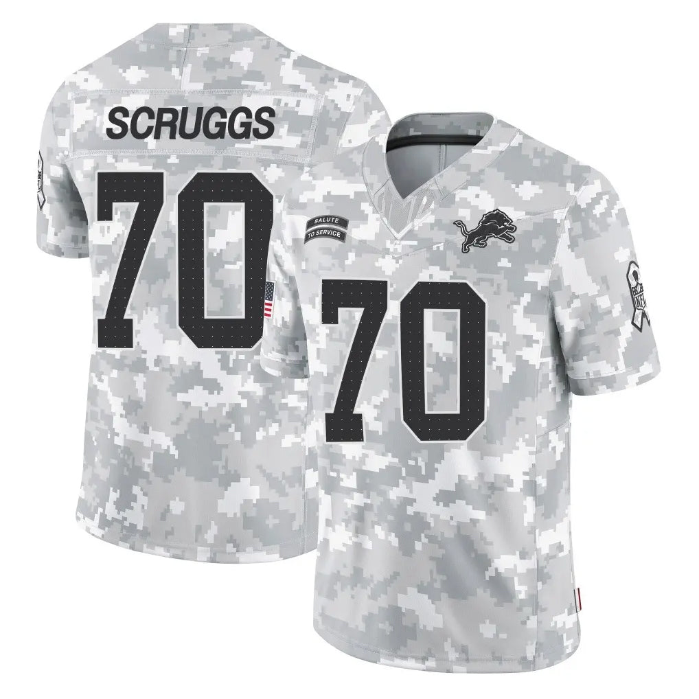 D.Lions #70 Juice Scruggs Player Arctic Camo Salute To Service Limited Mdoa Stitched Jerseys