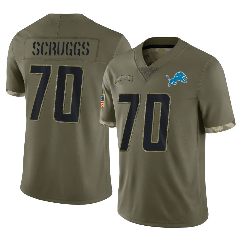 D.Lions #70 Juice Scruggs Player Olive Salute To Service Limited Mdoa Stitched Jerseys
