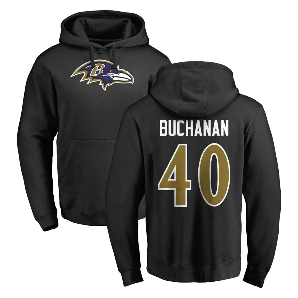 B.Ravens #40 Teddye Buchanan Player Black Pullover Hoodie Mdoa Stitched Jerseys