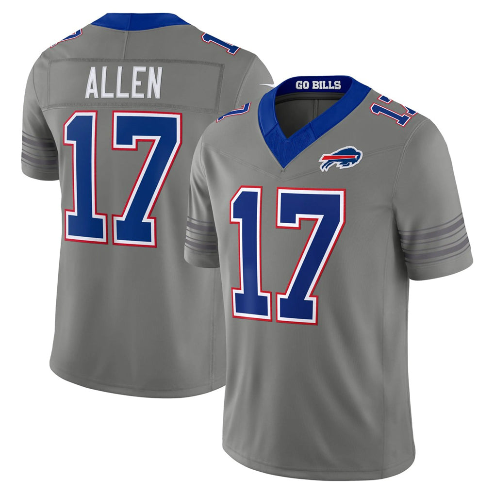 B.Bills #17 Josh Allen Player Gray Nickel City Limited Home Game Mdoa Stitched Jerseys