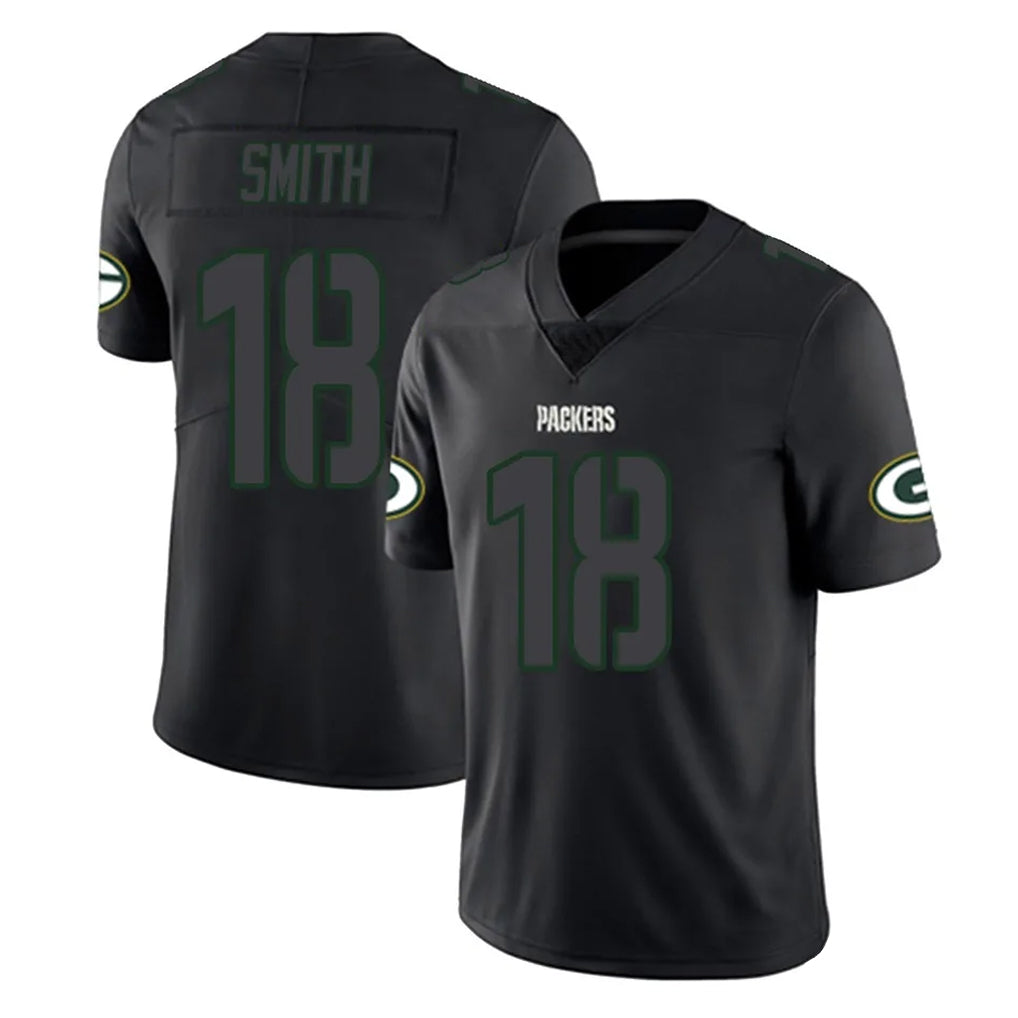 GB.Packers #18 Jonnu Smith Player Black Impact Limited Home Game Mdoa Stitched Jerseys