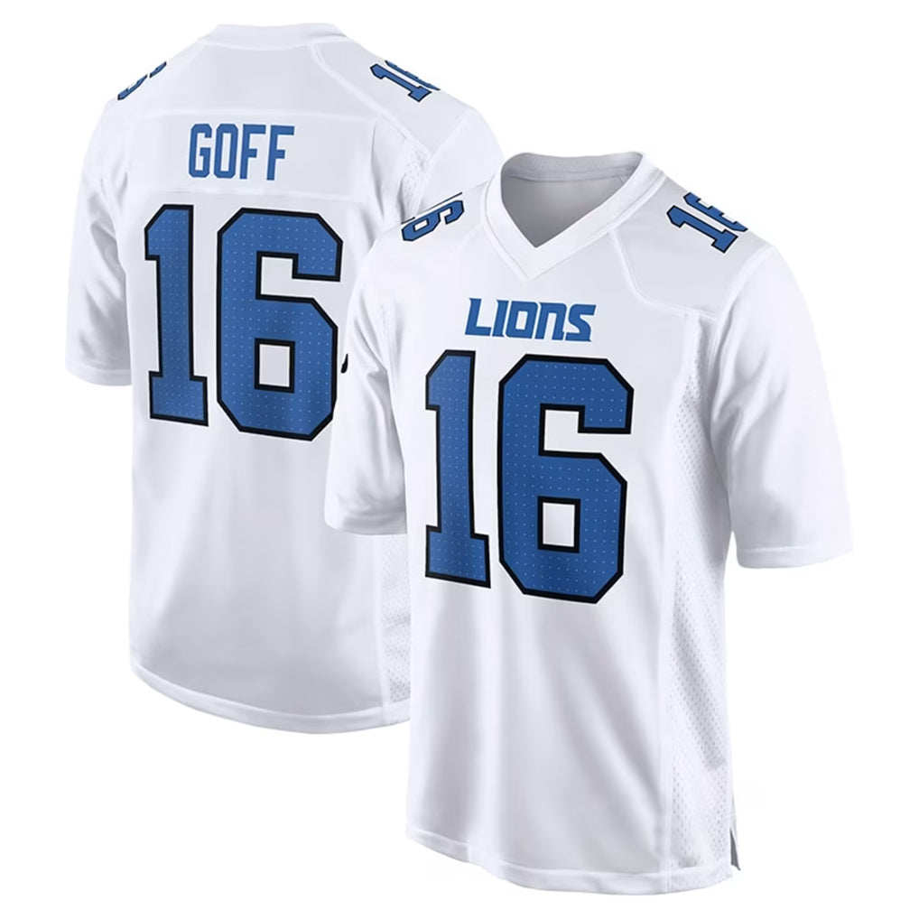 D.Lions #16 Jared Goff Player White Fashion Home Game Mdoa Stitched Jerseys