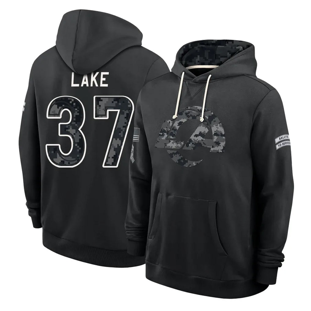 LA.Rams #37 Quentin Lake Player 2026 Black Logo Pullover Hoodies Limited Game Mdoa Stitched Jerseys
