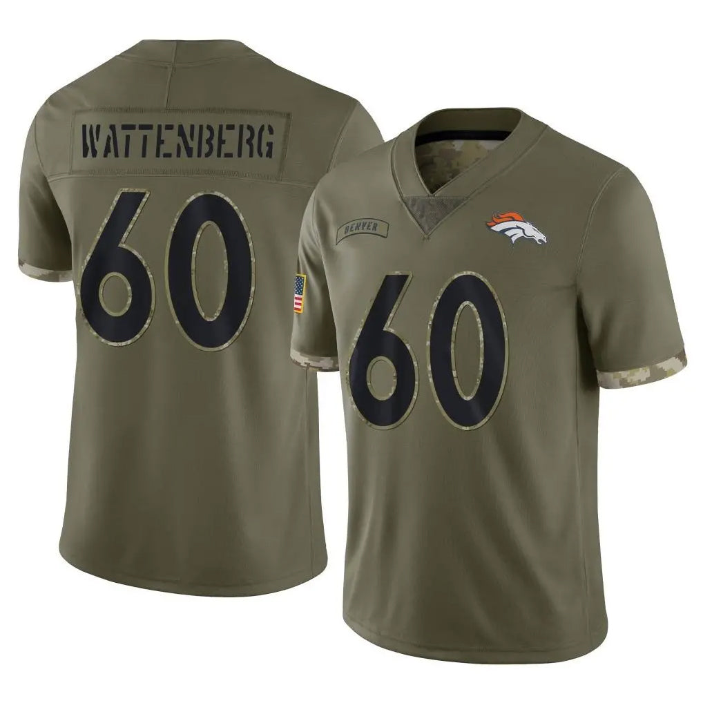 D.Broncos #60 Luke Wattenberg Player Olive Salute To Service Limited Mdoa Stitched Jerseys