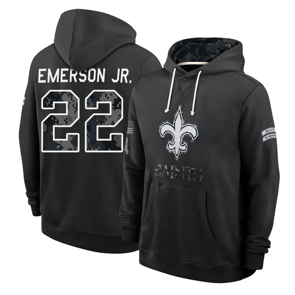NO.Saints #22 Martin Emerson Jr. Player 2026 Black Logo Pullover Hoodies Limited Game Mdoa Stitched Jerseys