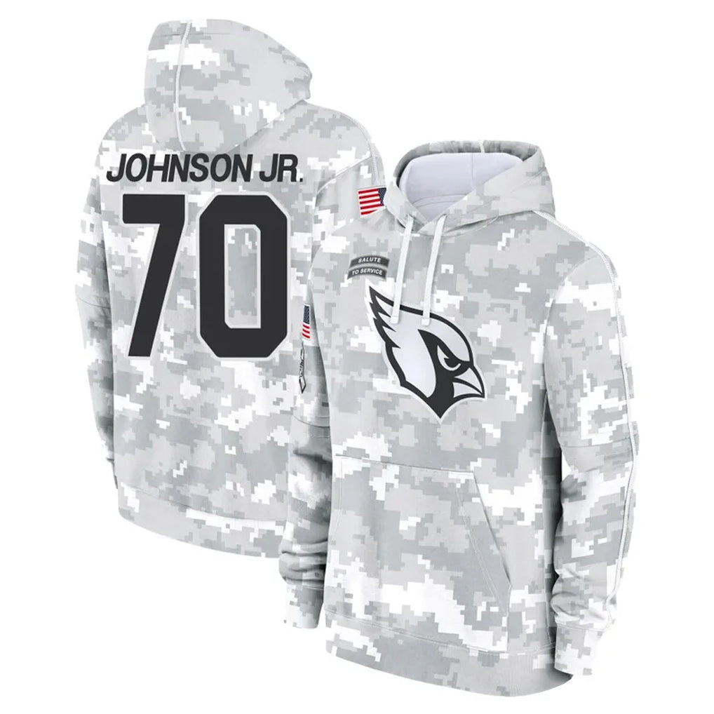 A.Cardinals #70 Paris Johnson Jr. Player Arctic Camo Limited Salute to Service Pullover Hoodies Game Mdoa Stitched Jerseys