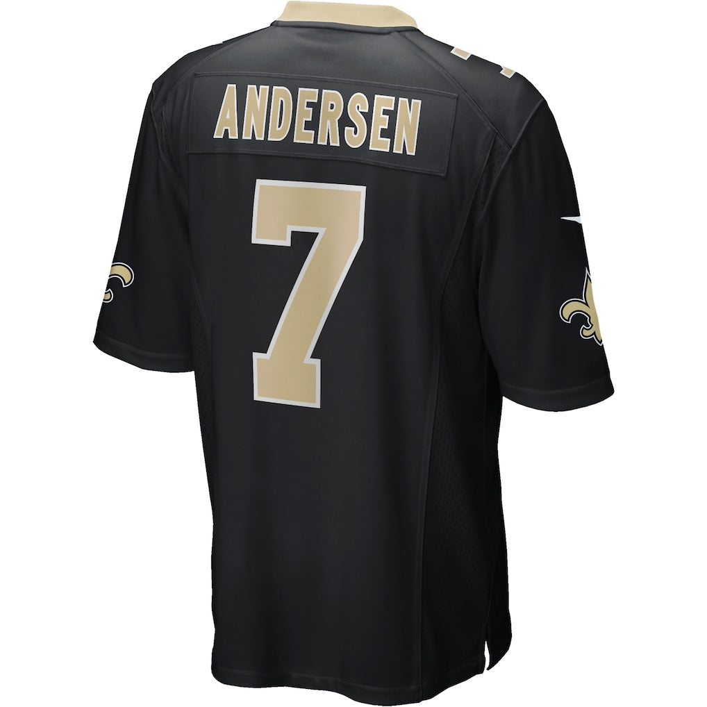 Mdoa NO.Saints #7 Morten Andersen Black Game Retired Player Jersey