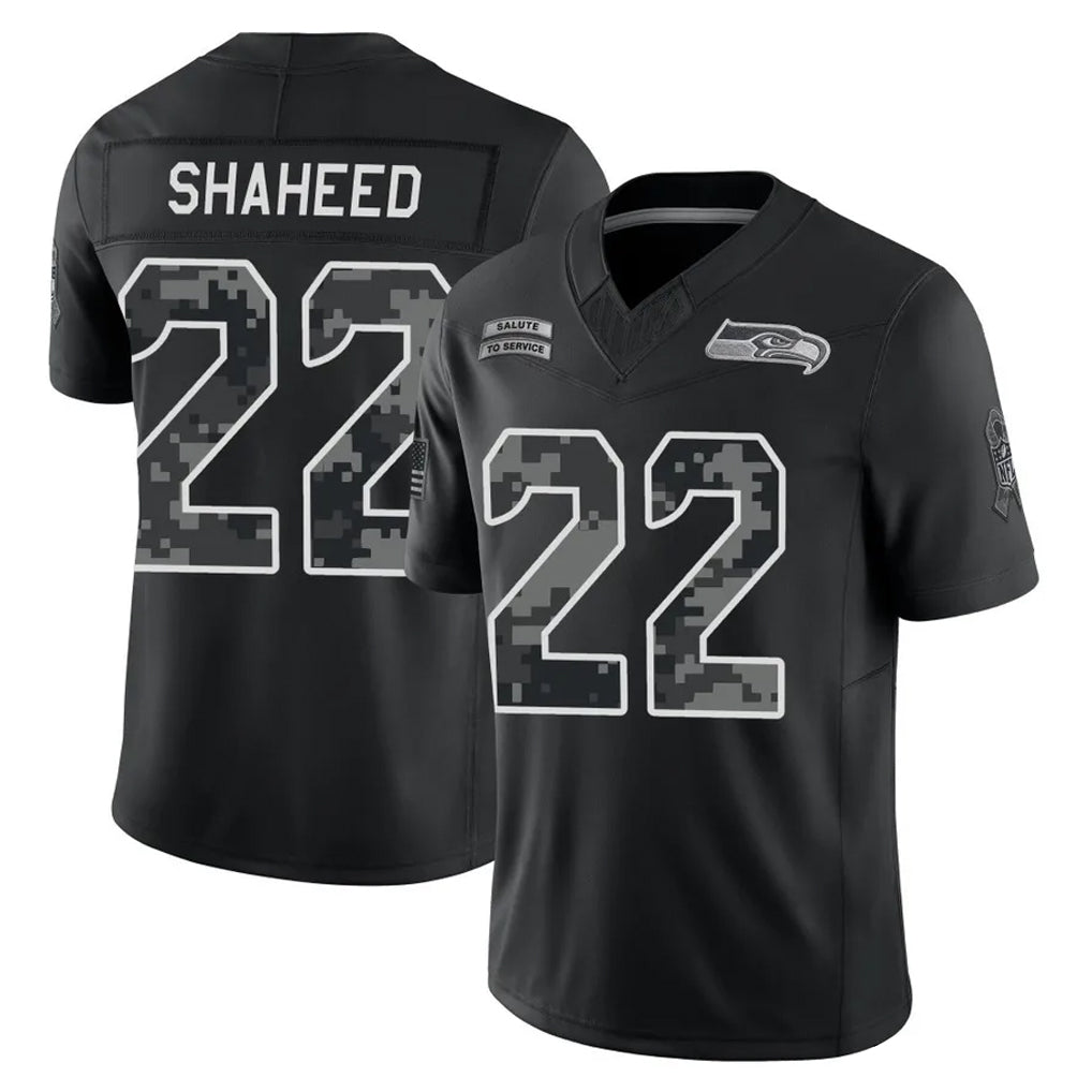 S.Seahawks #22 Rashid Shaheed Player Black Limited 2026 Salute to Service Home Game Mdoa Stitched Jerseys