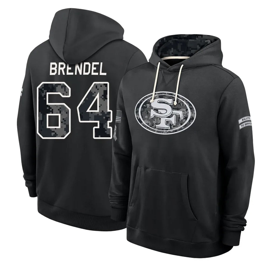 SF.49ers #64 Jake Brendel Player 2026 Black Logo Pullover Hoodies Limited Game Mdoa Stitched Jerseys