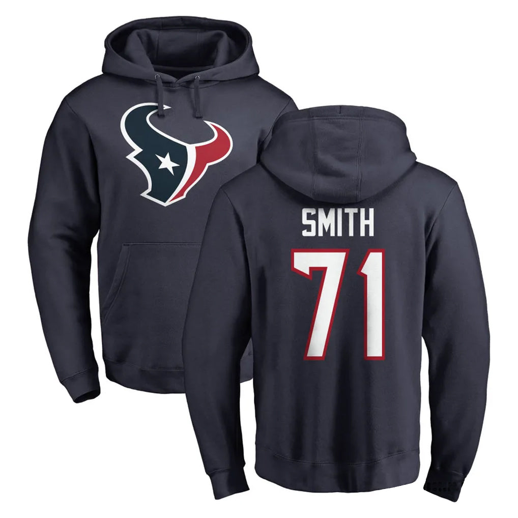 H.Texans #71 Braden Smith Player Navy Pro Line Pullover Hoodie Limited Game Mdoa Stitched Jerseys