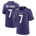 B.Ravens #7 Rashod Bateman Player Purple Limited Home Game Mdoa Stitched Jerseys