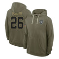 LV.Raiders #26 Darien Porter Player Olive Salute to Service Pullover Hoodies Limited Stitched Jerseys