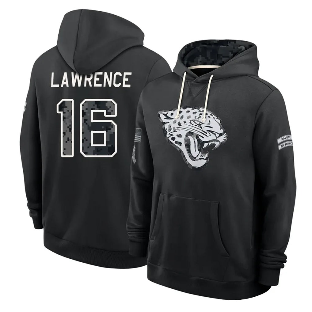 J.Jaguars #16 Trevor Lawrence Player 2026 Black Logo Pullover Hoodies Limited Game Mdoa Stitched Jerseys