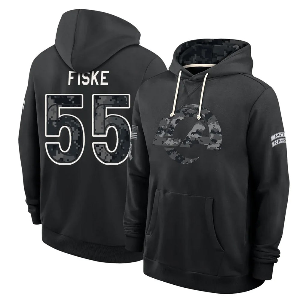 LA.Rams #55 Braden Fiske Player 2026 Black Logo Pullover Hoodies Limited Game Mdoa Stitched Jerseys