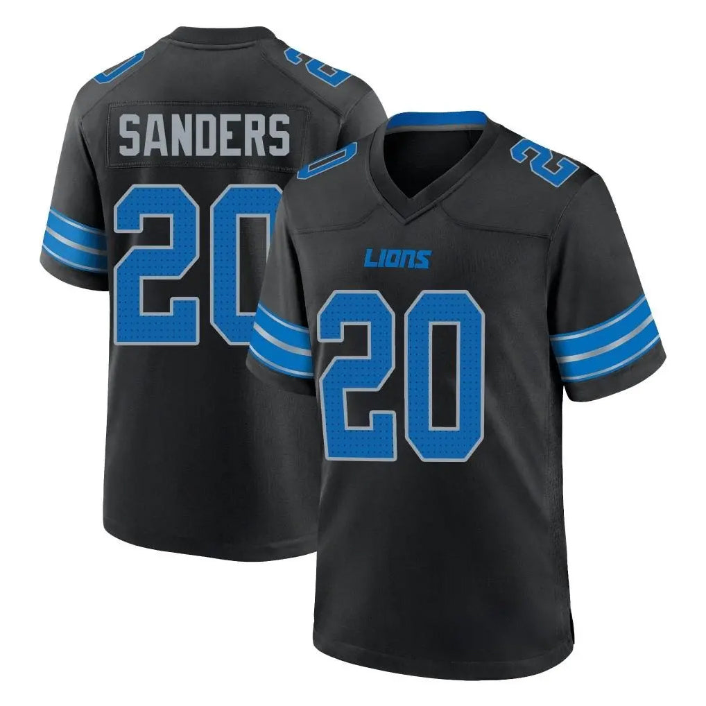 D.Lions #20 Barry Sanders Player Black Alternate Home Game Mdoa Stitched Jerseys