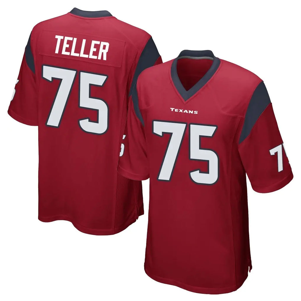 H.Texans #75 Wyatt Teller Player Red Home Game Mdoa Stitched Jerseys