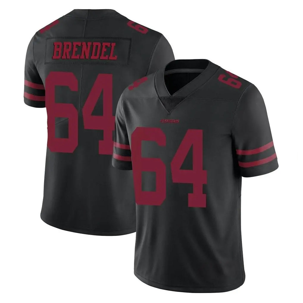 SF.49ers #64 Jake Brendel Player Black Alternate Limited Vapor Untouchable Home Game Mdoa Stitched Jerseys
