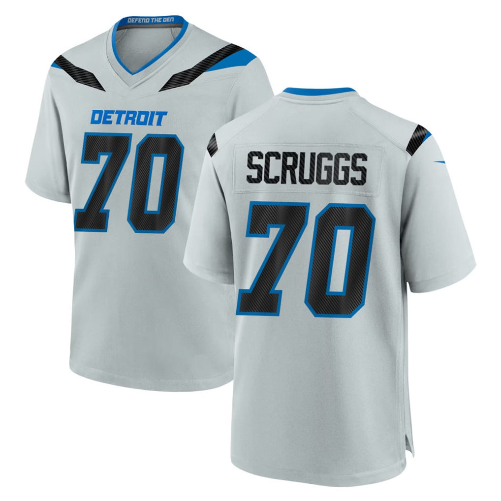 D.Lions #70 Juice Scruggs Player Silver 2026 Rivalries Collection Home Game Mdoa Stitched Jerseys