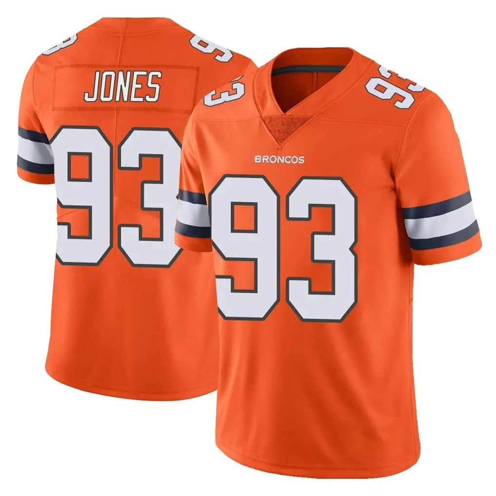 D.Broncos #93 D.J. Jones Player Orange Vapor Untouchable Limited Home Game Mdoa Stitched Jerseys