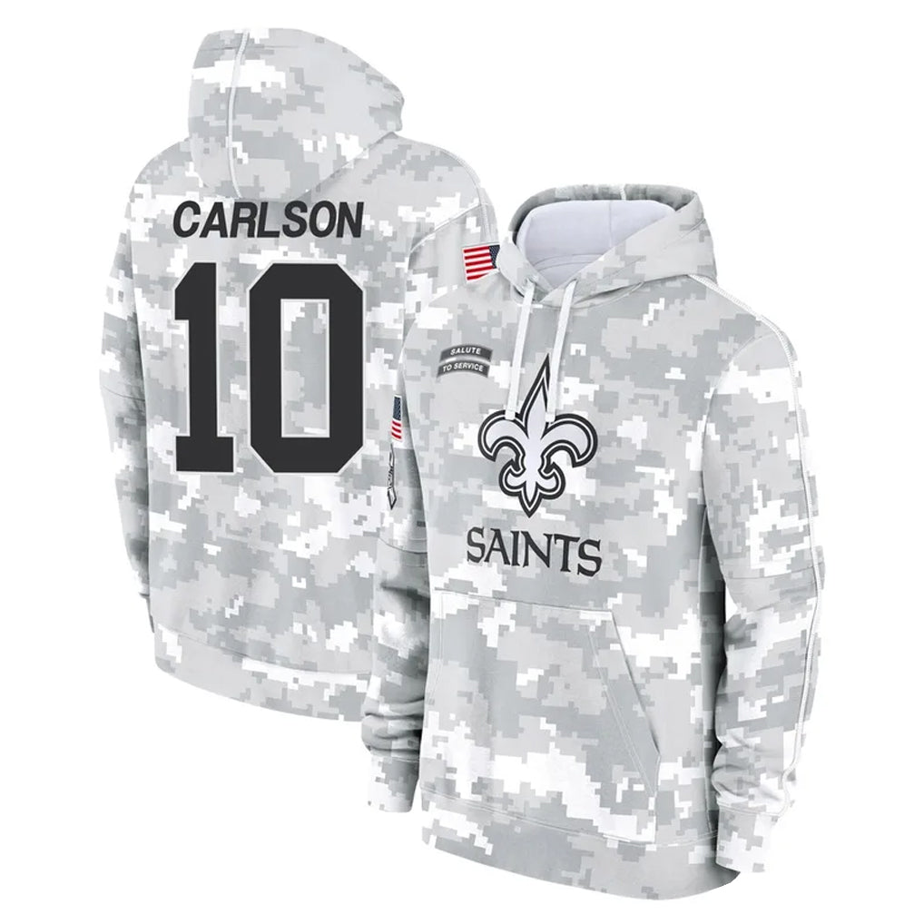 NO.Saints #10 Daniel Carlson Player Arctic Camo Salute to Service Pullover Hoodies Limited Game Mdoa Stitched Jerseys