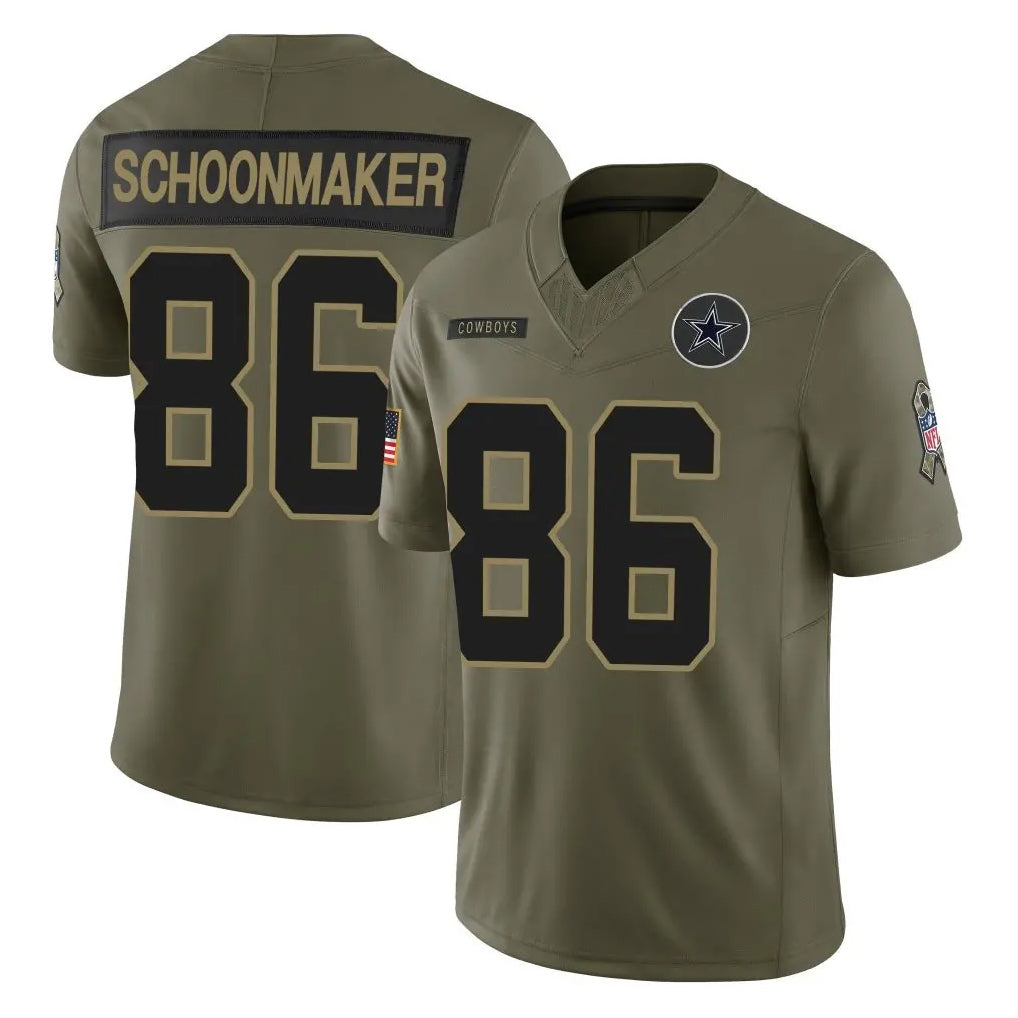 D.Cowboys #86 Luke Schoonmaker Player Olive 2025 Salute to Service Limited Home Game Mdoa Stitched Jerseys