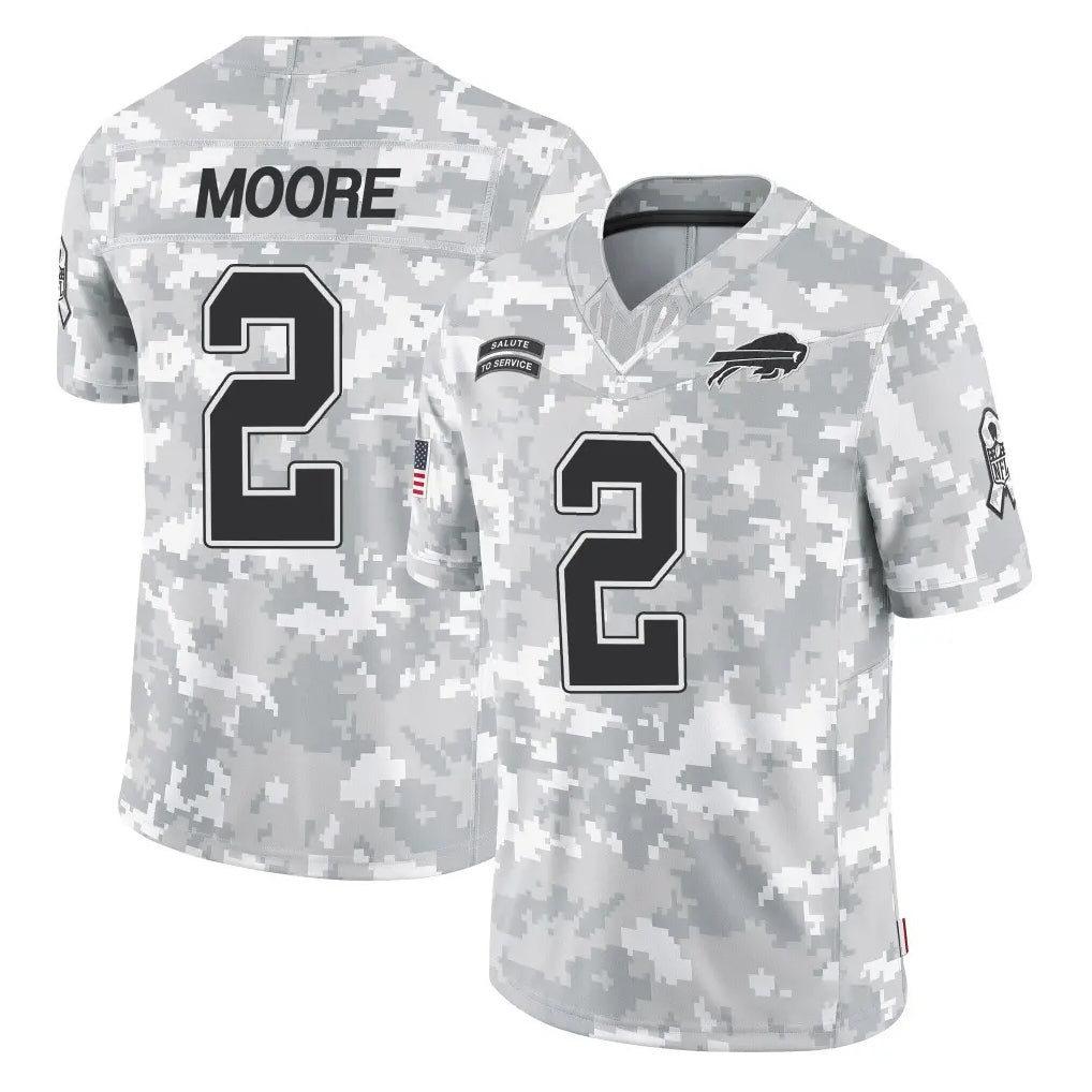 B.Bills #2 DJ Moore Player Arctic Camo Salute to Service Limited Game Mdoa Stitched Jerseys