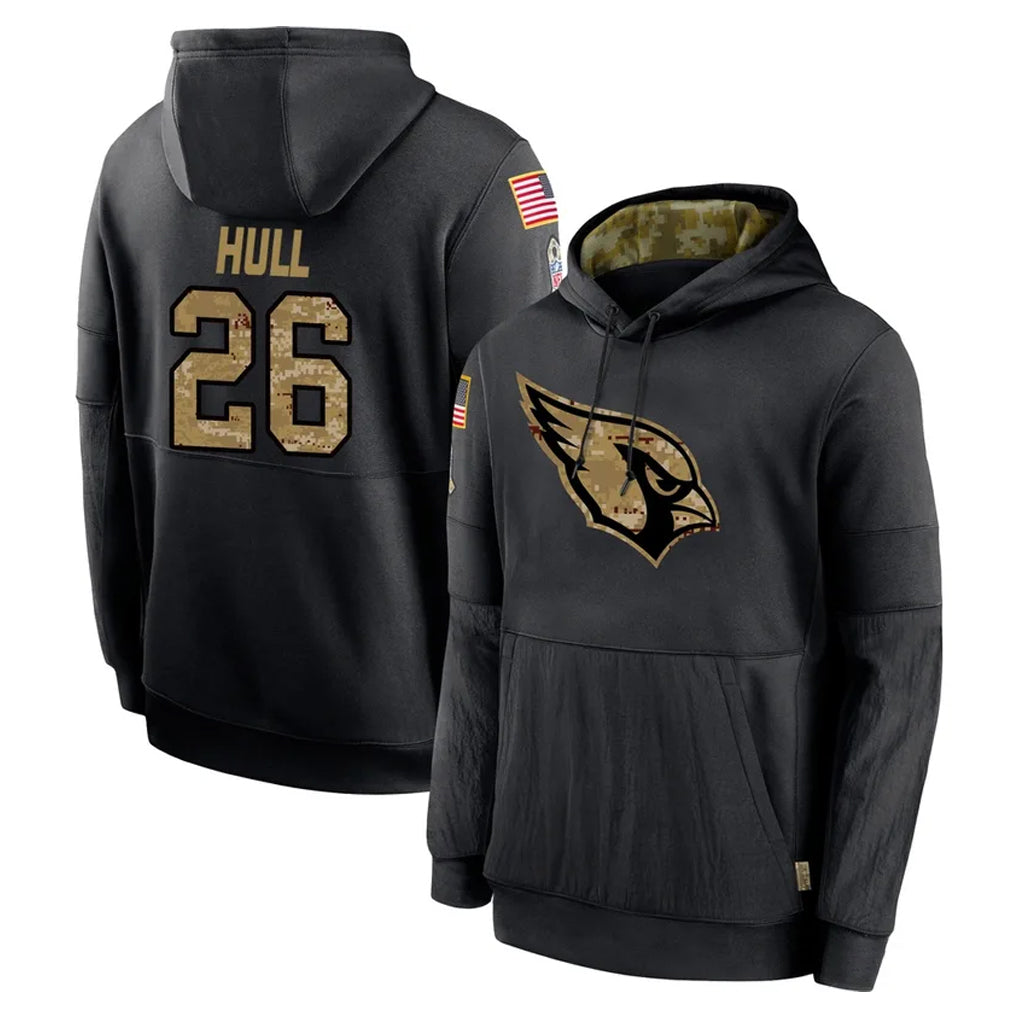 A.Cardinals #26 Evan Hull Player Black Salute to Service Sideline Performance Pullover Hoodies Home Game Mdoa Stitched Jerseys