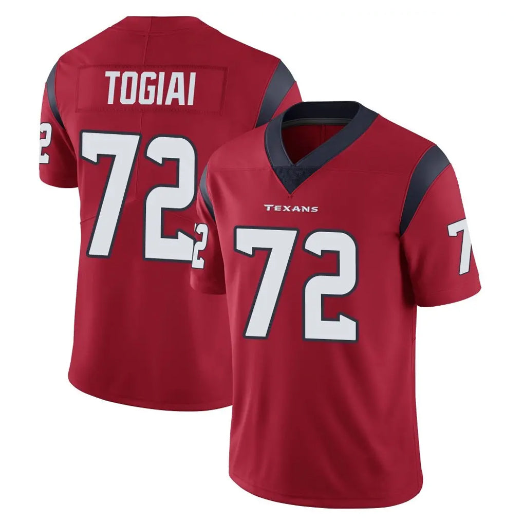 H.Texans #72 Tommy Togiai Player Red Limited Vapor Untouchable Home Game Mdoa Stitched Jerseys